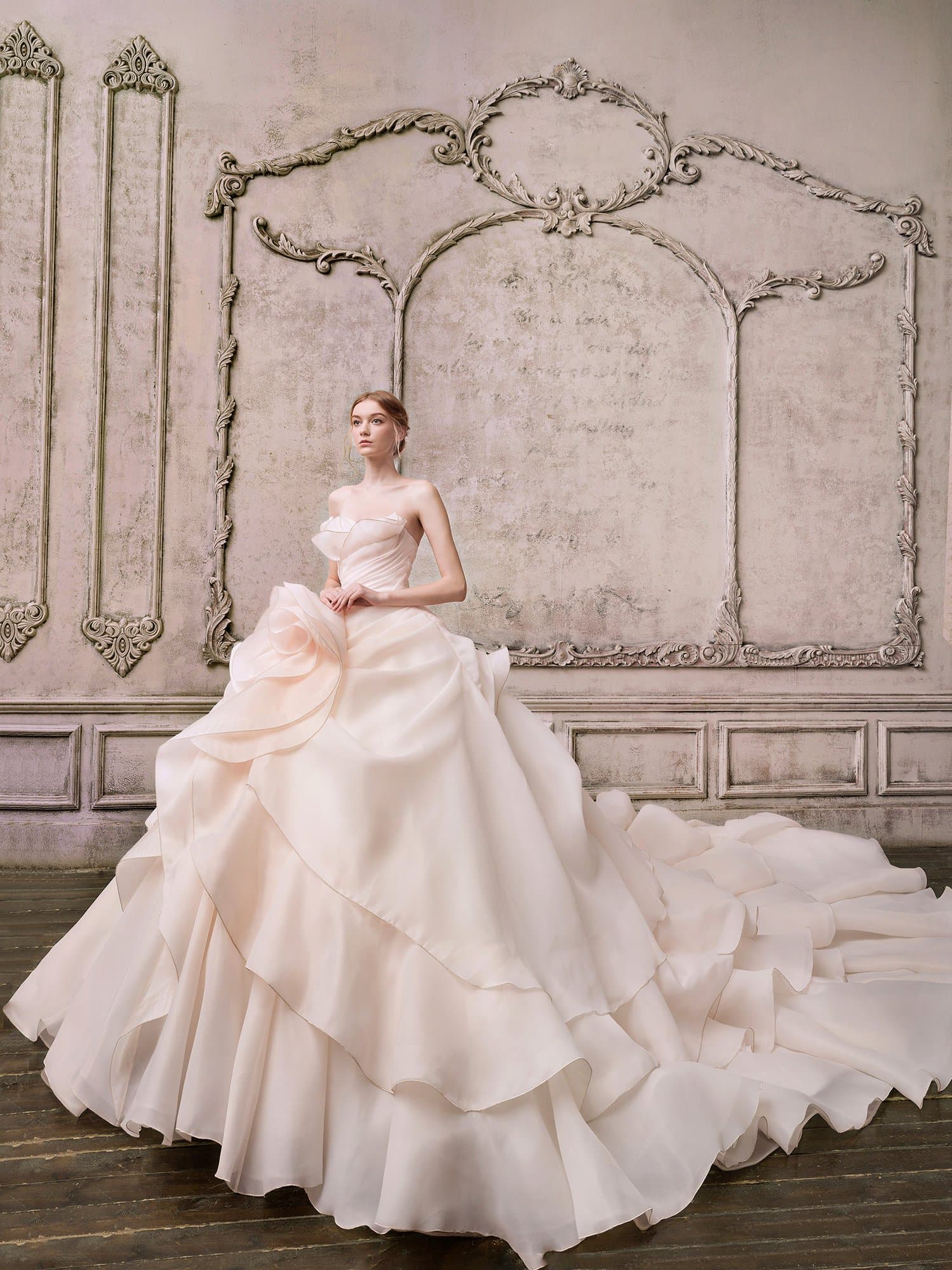 ROSE-DRAPED CORSET WEDDING GOWN