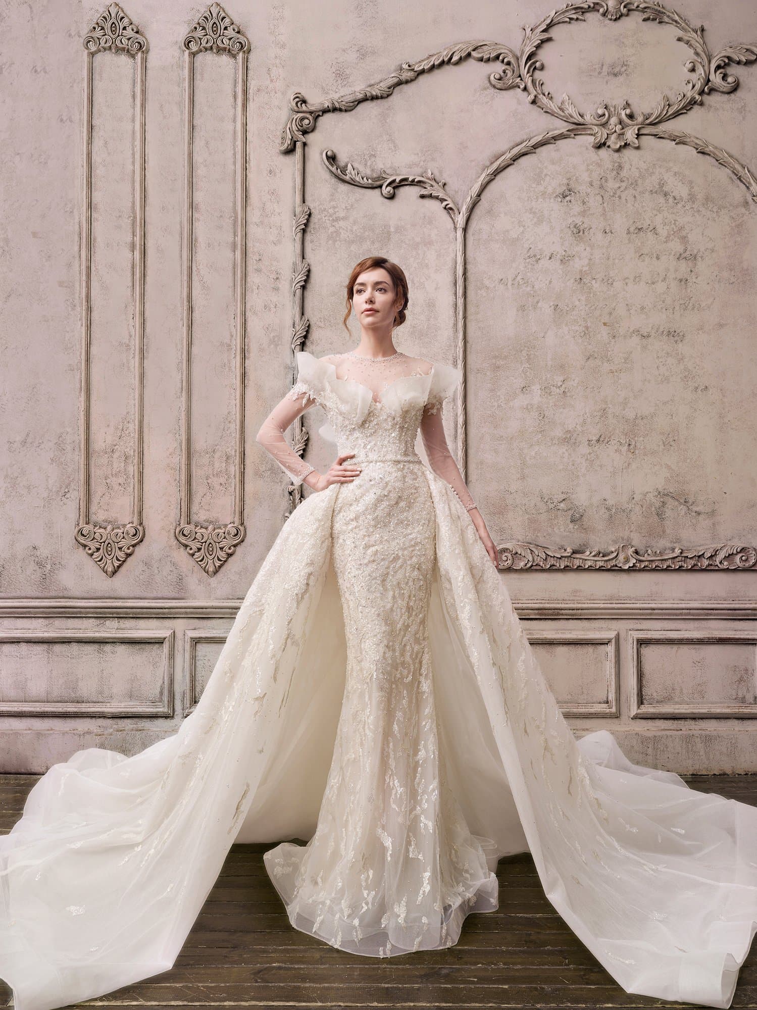 BEADED EMBROIDERED MERMAID WEDDING DRESS