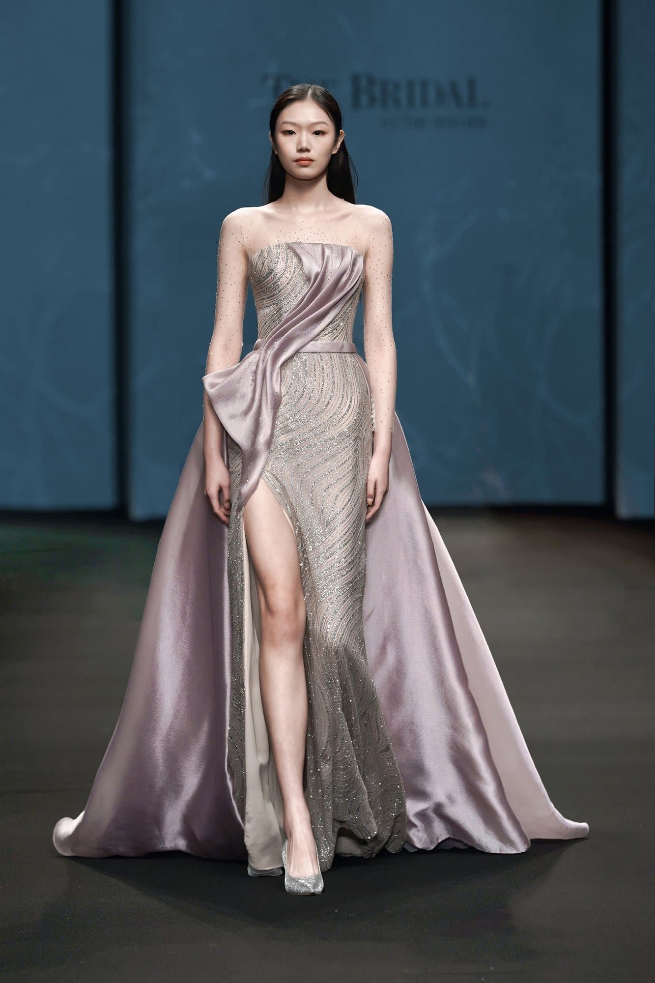 Draped Mermaid Dress with Split