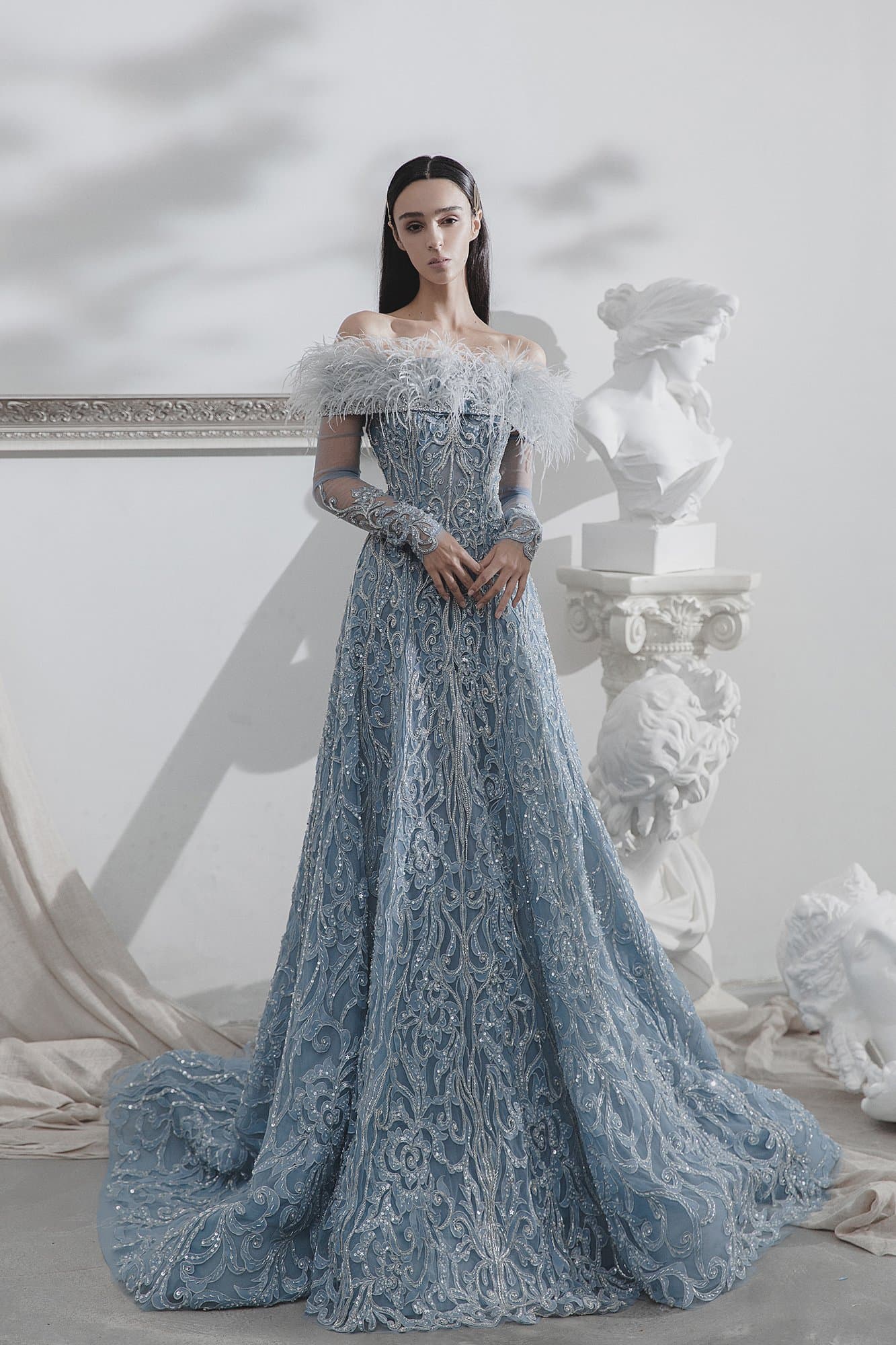 EMBROIDERED OFF-THE-SHOULDER DRESS