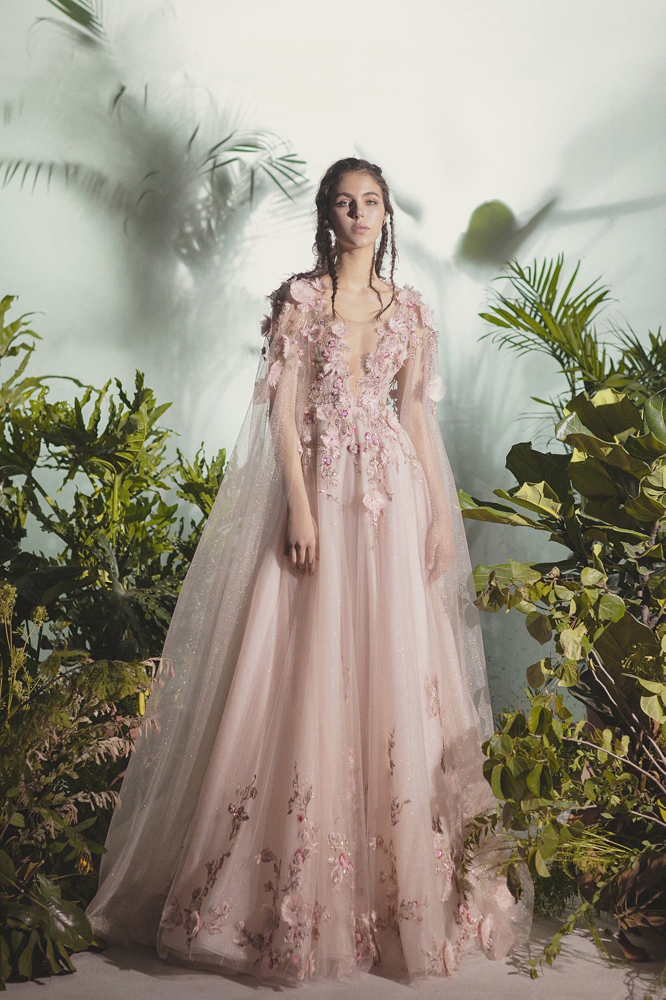FLOWERS DRESS WITH CAPE