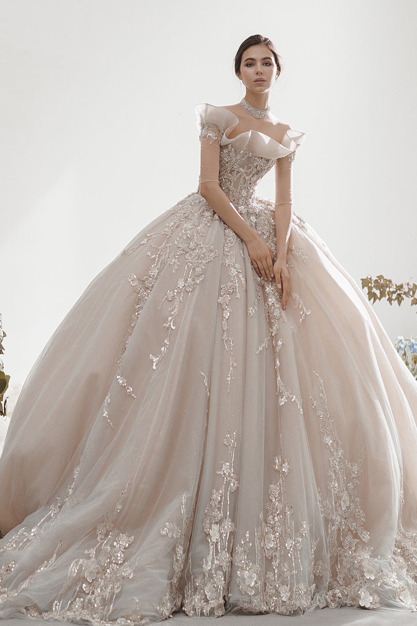 BEADED EMBROIDERED ROYAL WEDDING GOWN