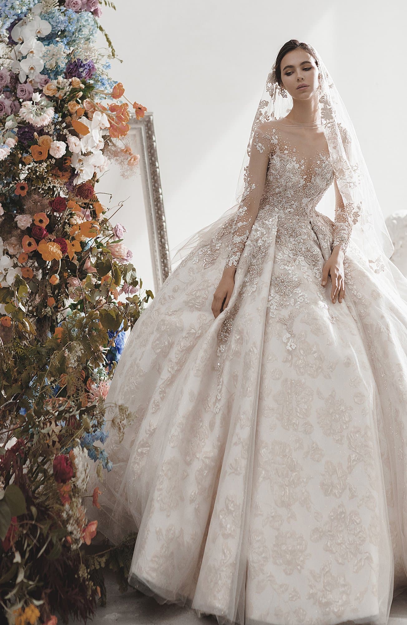 BEADED EMBROIDERED WEDDING GOWN