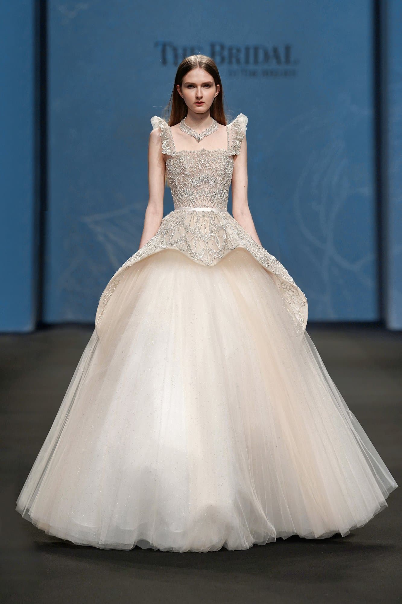 Embroidered Wedding Dress With Flounces Sleeves
