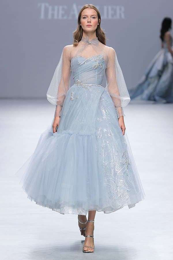 MID-LENGTH BUSTIER DRESS WITH DETACHABLE COAT